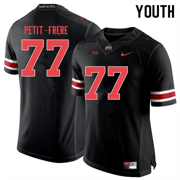 Youth #77 Nicholas Petit-Frere Ohio State Buckeyes College Football Jerseys Sale-Black Out